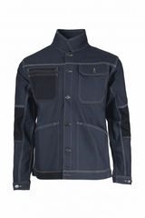 Navy blue jacket shown from front and back on a white background